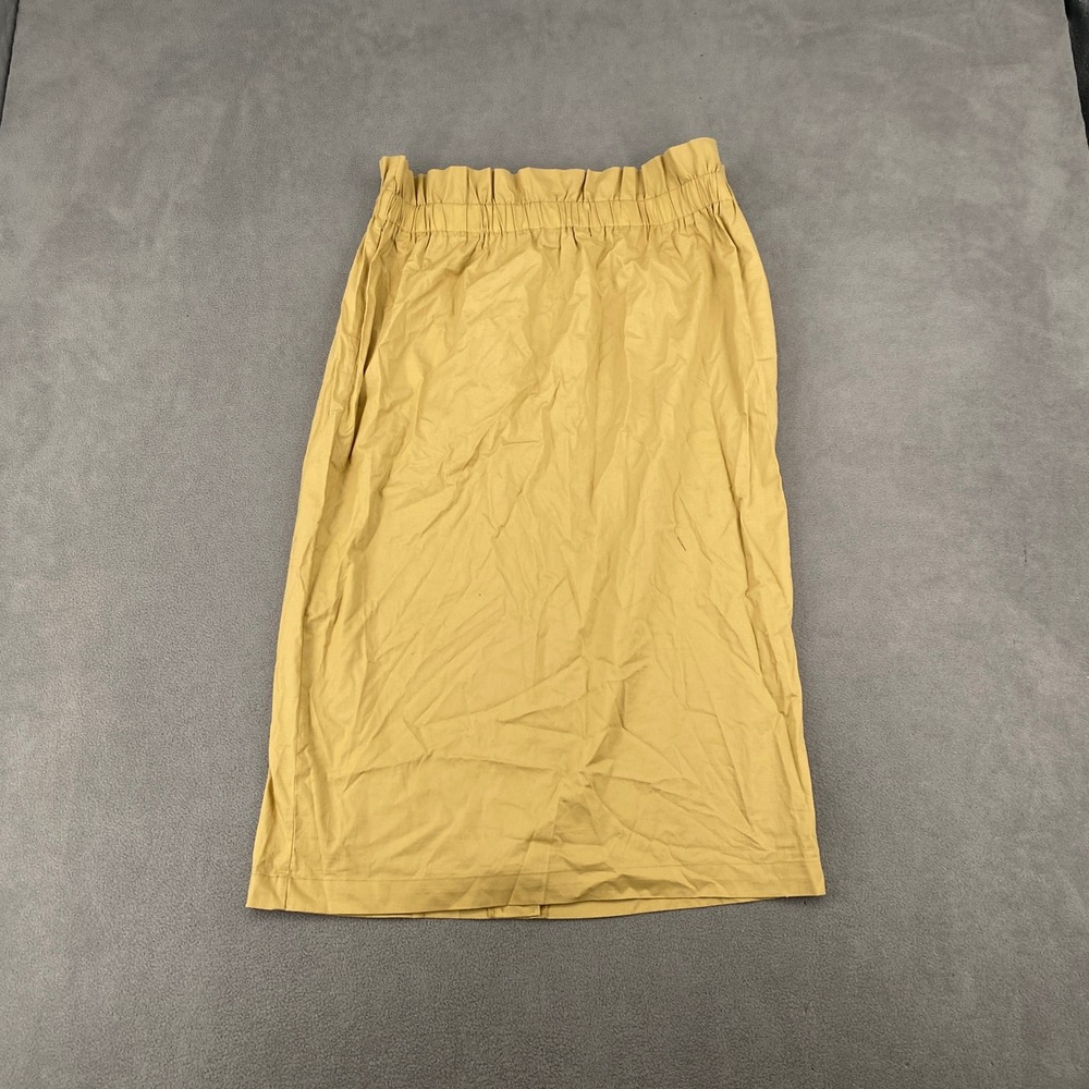 Who What Wear Paperbag Waist Midi Skirt Mustard Tan Cotton Blend Sz L
